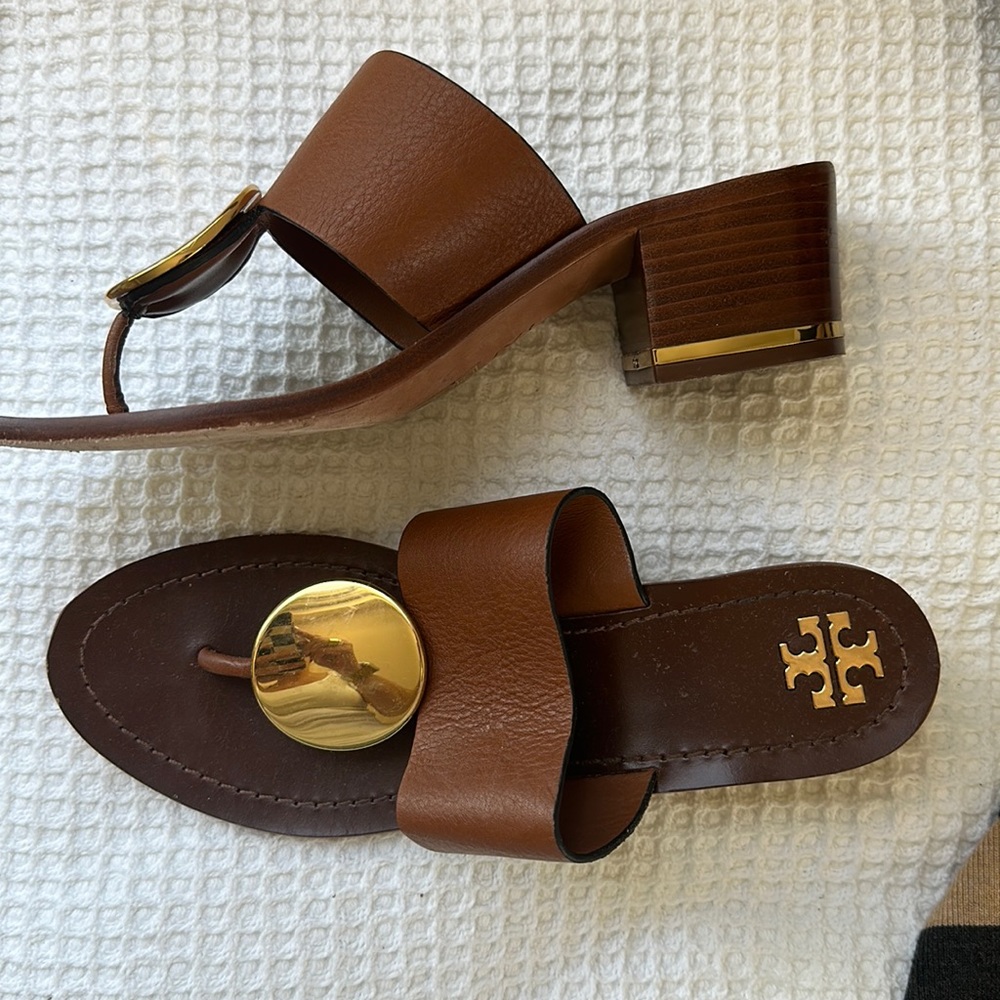 Tory Burch block heel sandals - like new, worn a couple of times.